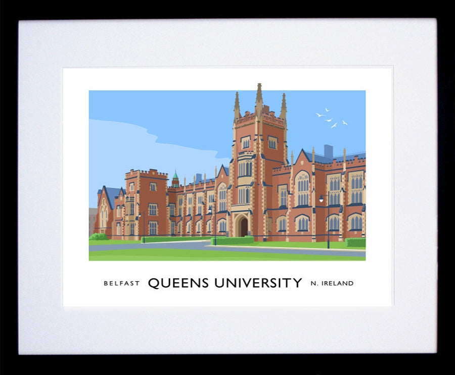 Belfast - Queens University Frame Black 40x30 withmount