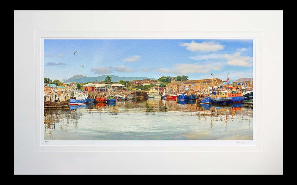 Co Down - A Quiet day At Harbour Kilkeel Flat Black Frame