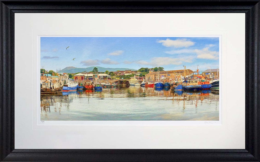 Co Down - A Quiet day at Harbour Kilkeel Frame Black Moulded 71X45