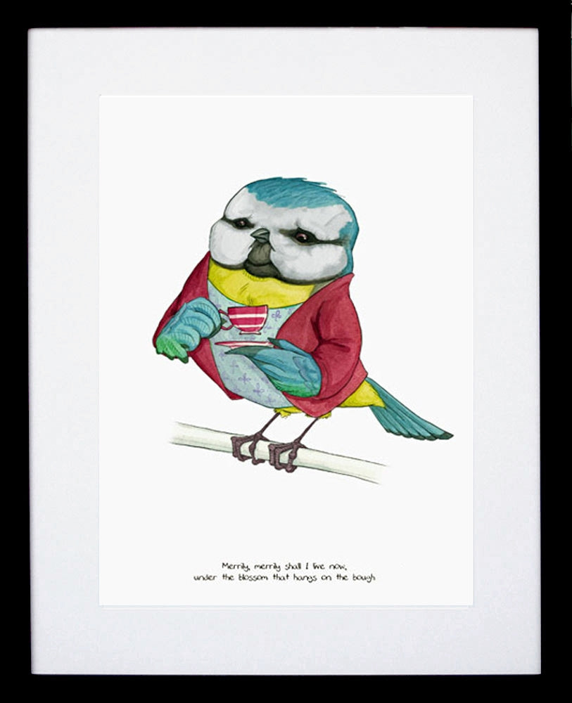 Animals - Blue Tit (Shakespeare Quote) Black Frame