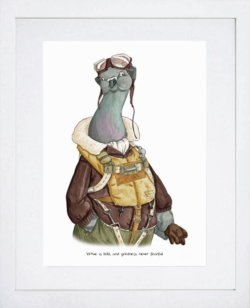 Animals - Pigeon Shakespeare Quote Frame White