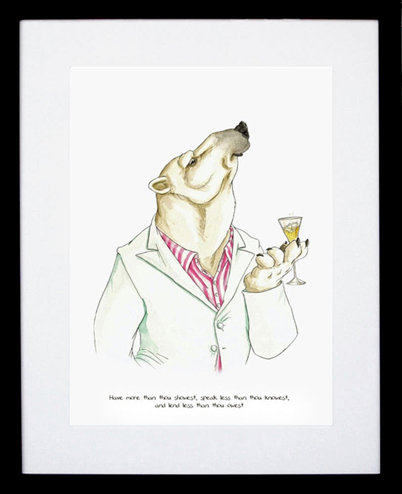 Animals - Polar Bear (Shakespeare Quote) Black Frame