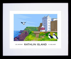 Co Antrim - Rathlin West Lighthouse-40 x 30-Black Box Frame (With Mount)