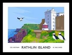 Co Antrim - Rathlin West Lighthouse-40 x 30-Black Box Frame (No Mount)