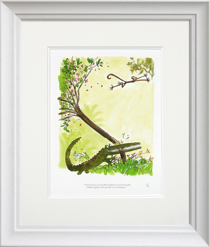 Roald Dahl Enormous Crocodile - His Teeth Rattled Together - Framed