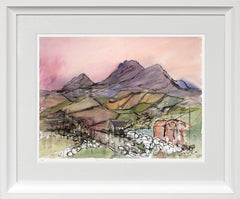 Print - Red Barns, Slieve Binnian Chunky White Frame