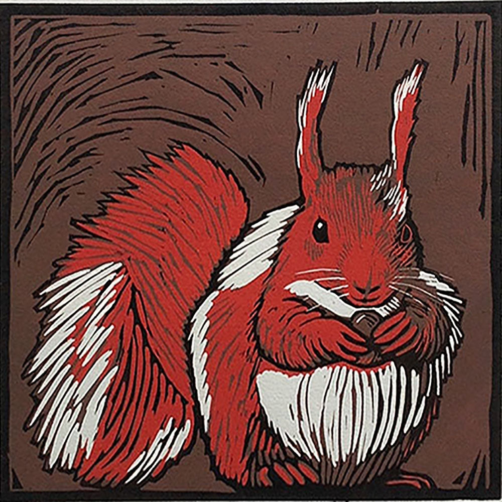 Lino Print - Red Squirrel