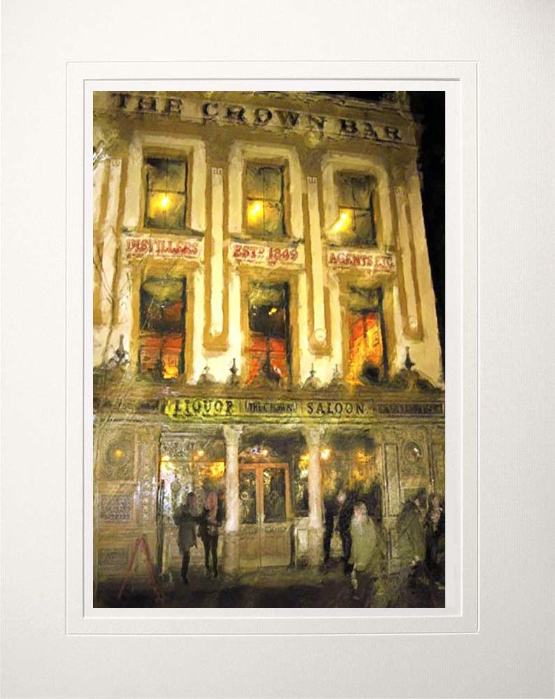 Belfast - Rendezvous at the Crown Bar Unframed 60x47.5
