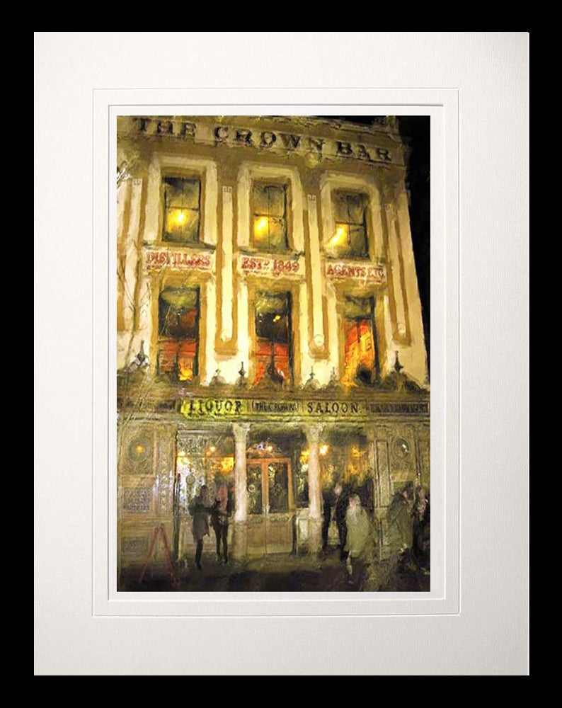 Belfast - Rendezvous at the Crown Bar Flat Black Frame