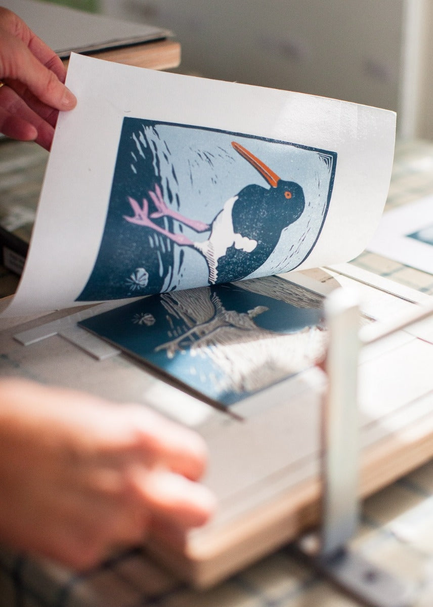 Lino Print - Oystercatcher On A Rock