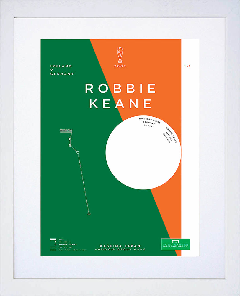Republic of Ireland - Robbie Keane vs Germany 2002-30 x 42-White Box Frame