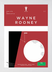 Man Utd - Wayne Rooney vs Newcastle 2005-30 x 42-Flat White Frame