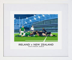 Sport - Rugby - Ireland v New Zealand Frame White 40x30 With Mount