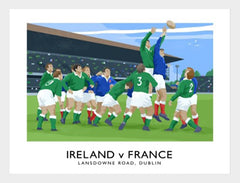 Rugby - Ireland v France-70 x 50-White Box Frame (No Mount)