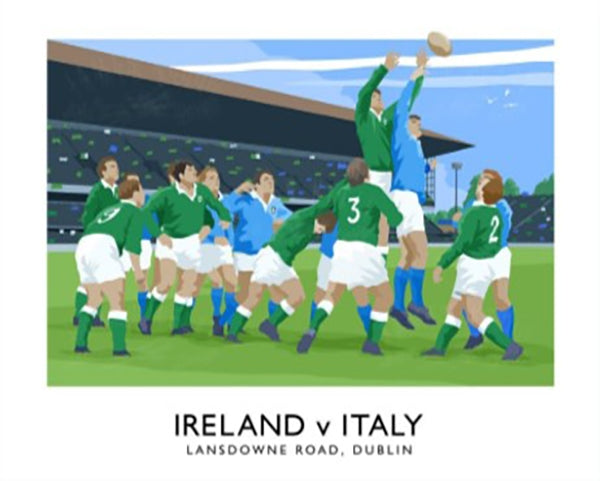 Rugby - Ireland v Italy-70 x 50-Unframed