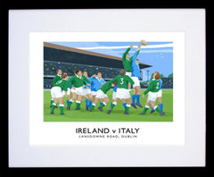 Rugby - Ireland v Italy-40 x 30-Black Box Frame (With Mount)