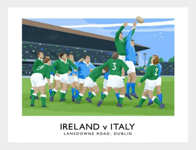 Rugby - Ireland v Italy-70 x 50-White Box Frame (No Mount)