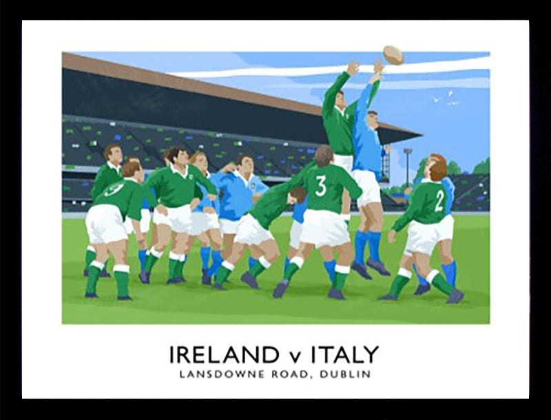 Rugby - Ireland v Italy-70 x 50-Black Box Frame (No Mount)
