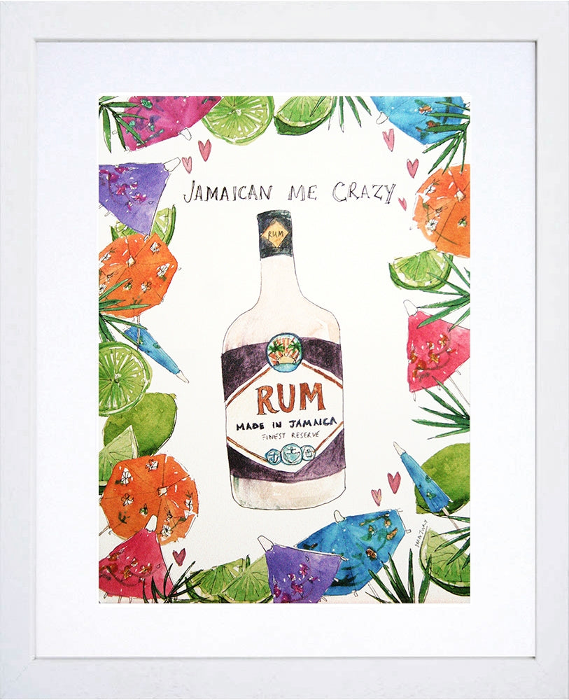 Drinks Rum - Jamaican Me Crazy White Frame