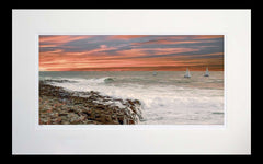 Co Antrim  - Sails At Sunset, Giant's Causeway-71 x 45-Flat Black Frame