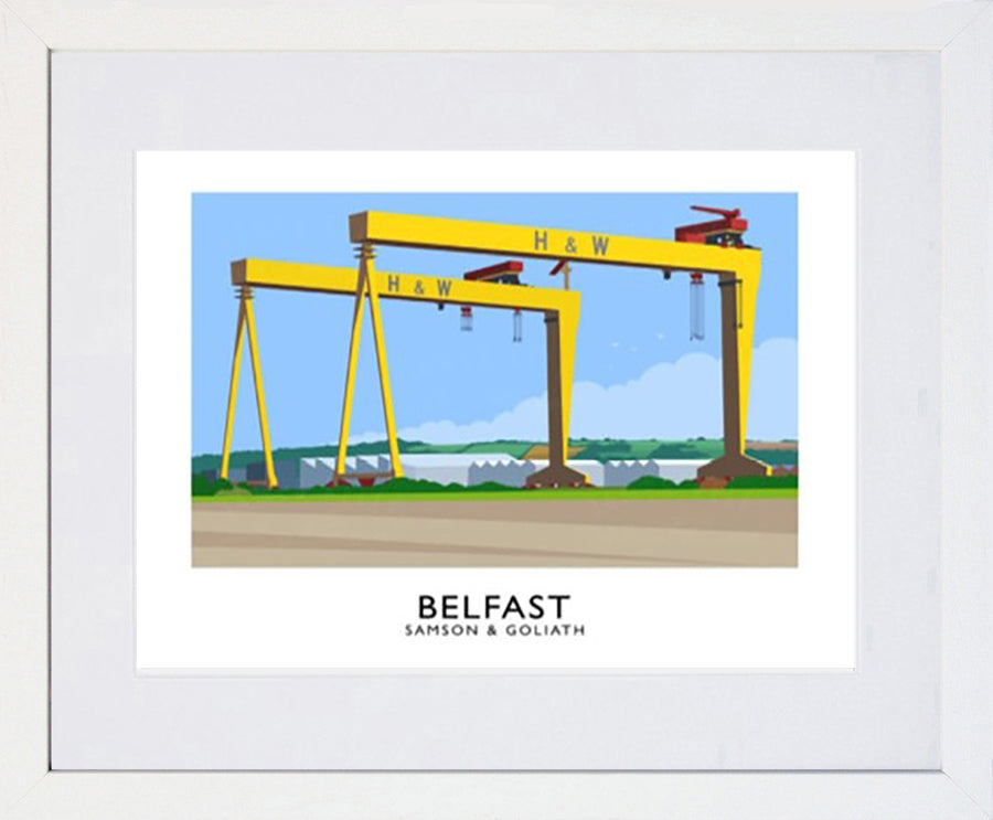 Belfast - Samson And Goliath-40 x 30-White Box Frame (With Mount)