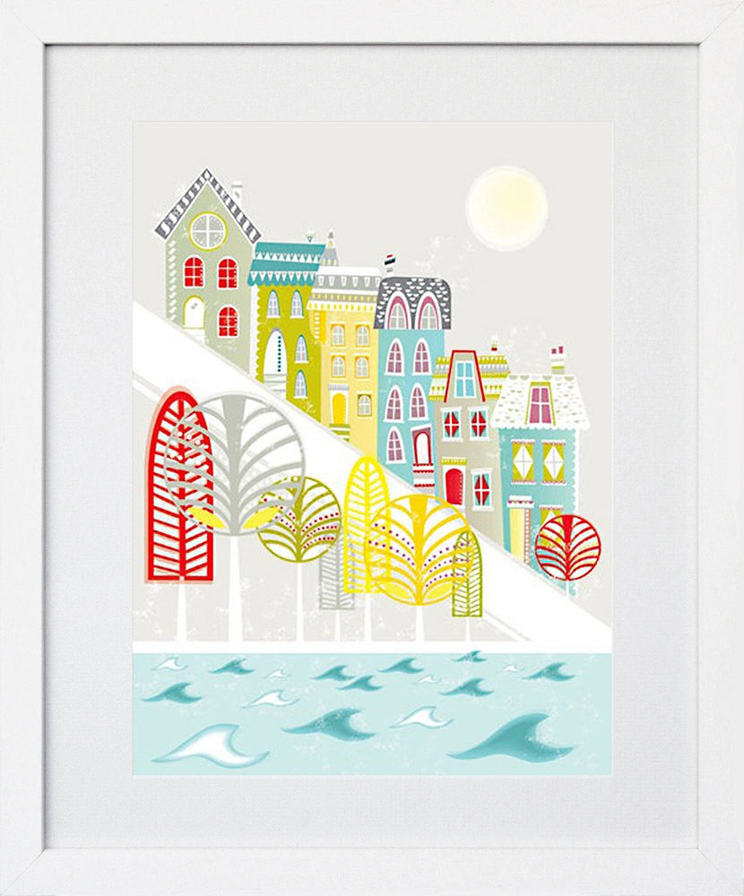 San Francisco Hill House 18 x 25 Frame White