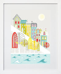 San Francisco Hill House 18 x 25 Frame White