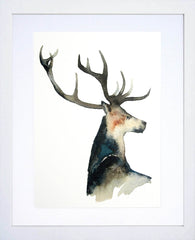 Animals Deer - Dark Stag White Frame