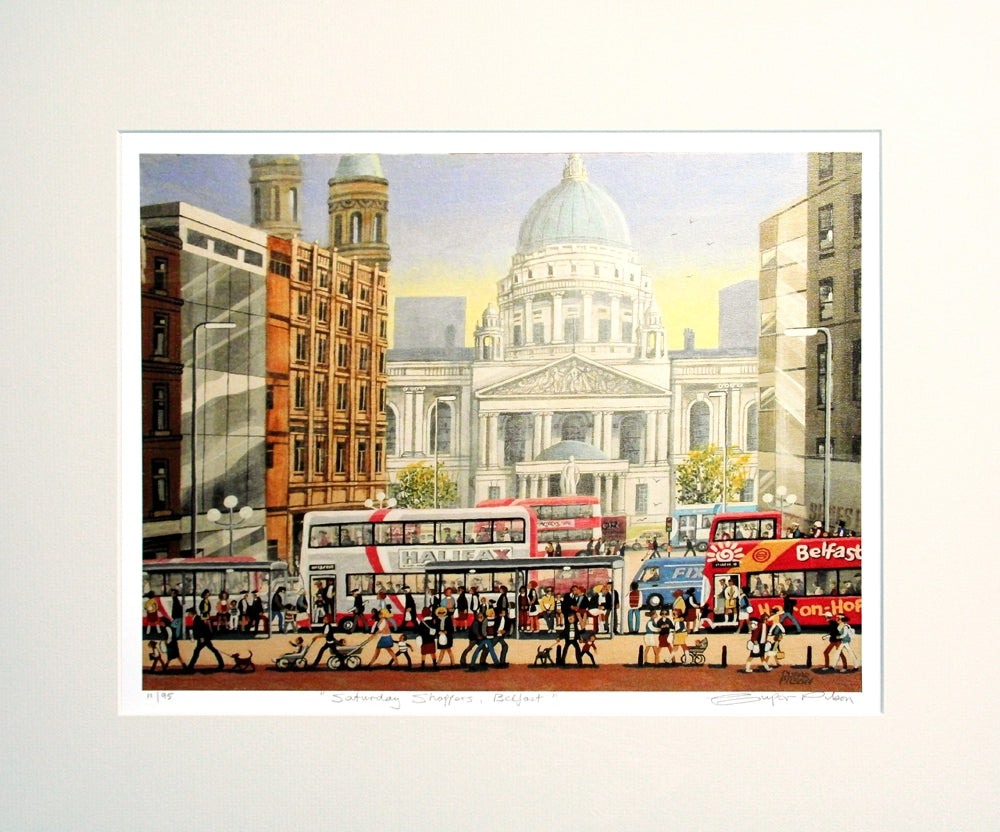 Print - Saturday Shoppers, Belfast Unframed
