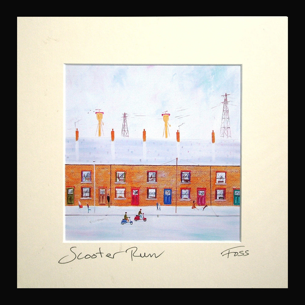 Scooter Run Framed 15 x 15