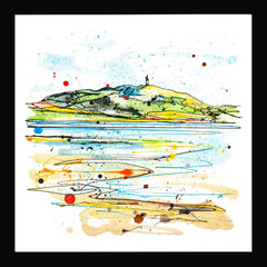 Print Open Edition Landscape - Scrabo From the Lough-30 x 30-Black Box Frame (No Mount)