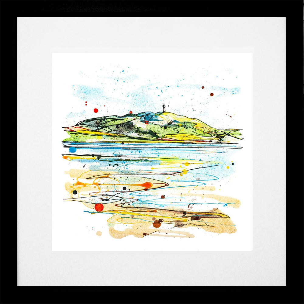 Print Open Edition Landscape - Scrabo From the Lough-30 x 30-Black Box Frame (With Mount)