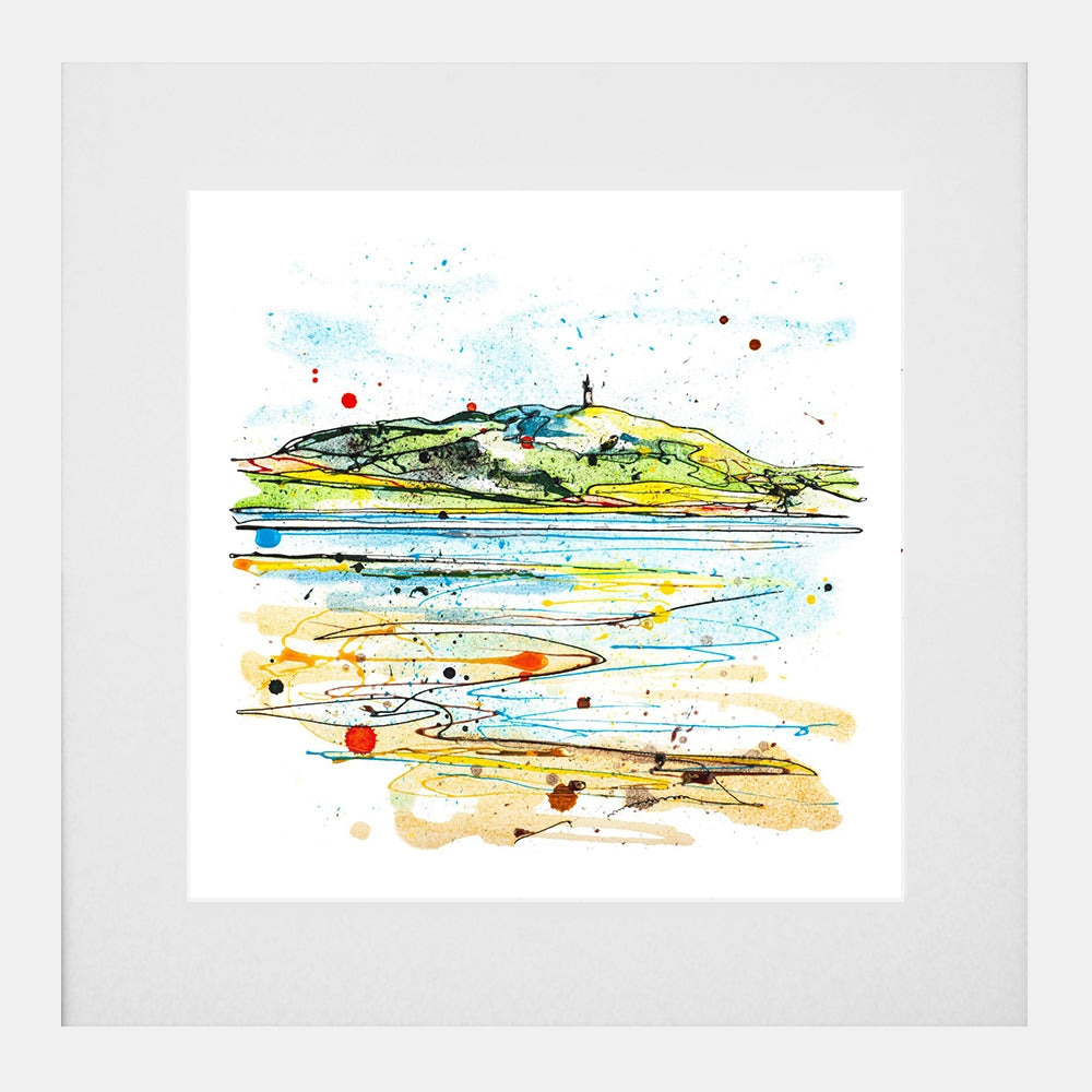 Print Open Edition Landscape - Scrabo From the Lough-30 x 30-White Box Frame (With Mount)