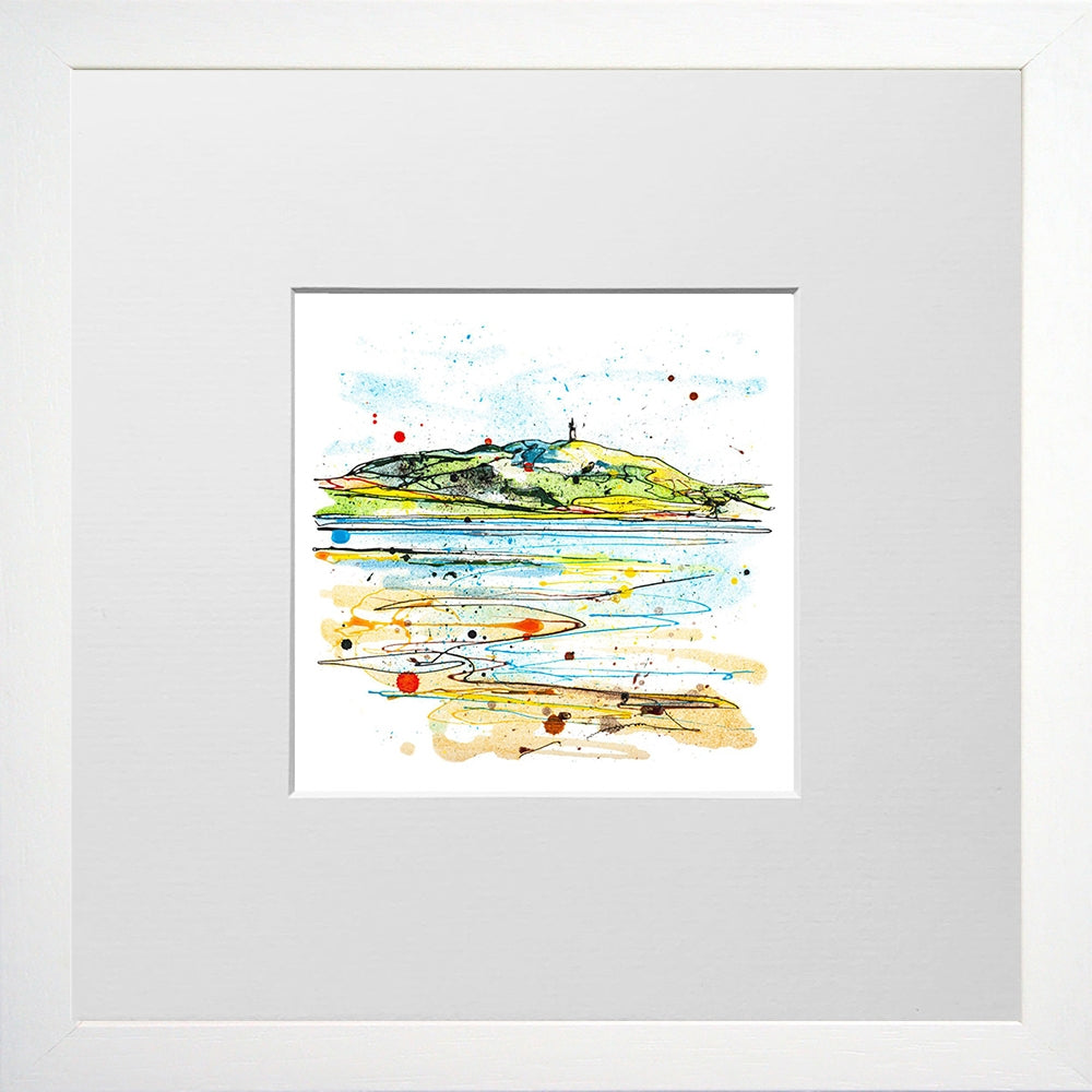 Print Open Edition Landscape - Scrabo From the Lough-12 x 12-Small Flat White Frame