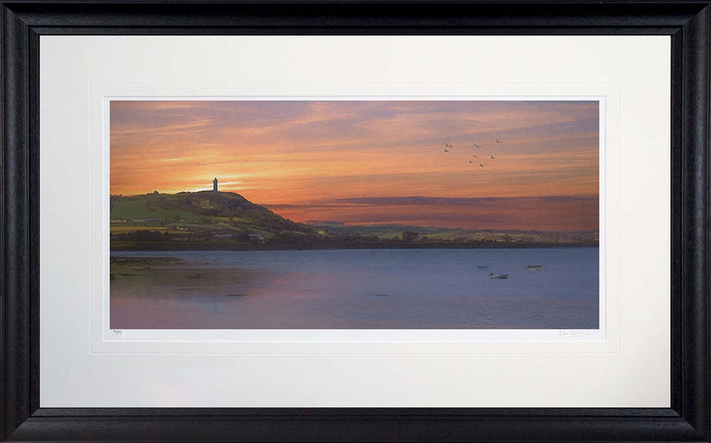 Co Down - Scrabo Sunset from Island Hill Black Scoop Frame