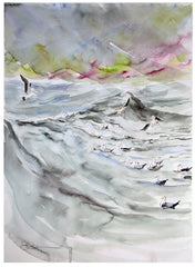 Original - Seagulls In A Storm Unframed