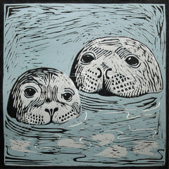 Lino Print - Seal With Pup