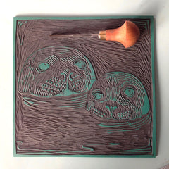Lino Print - Seal With Pup