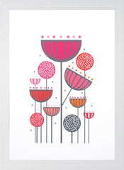 Seedheads and Alliums Pink and Orange White Frame