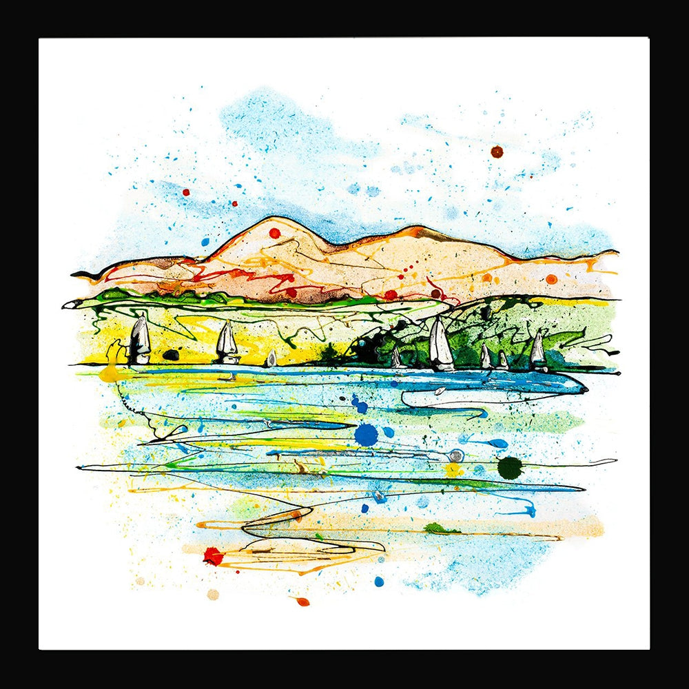 Print Open Edition Landscape - Set Sail, Strangford Lough-30 x 30-Black Box Frame (No Mount)