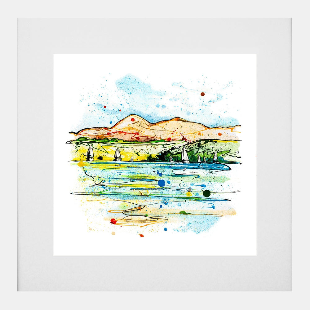 Print Open Edition Landscape - Set Sail, Strangford Lough-30 x 30-White Box Frame (With Mount)