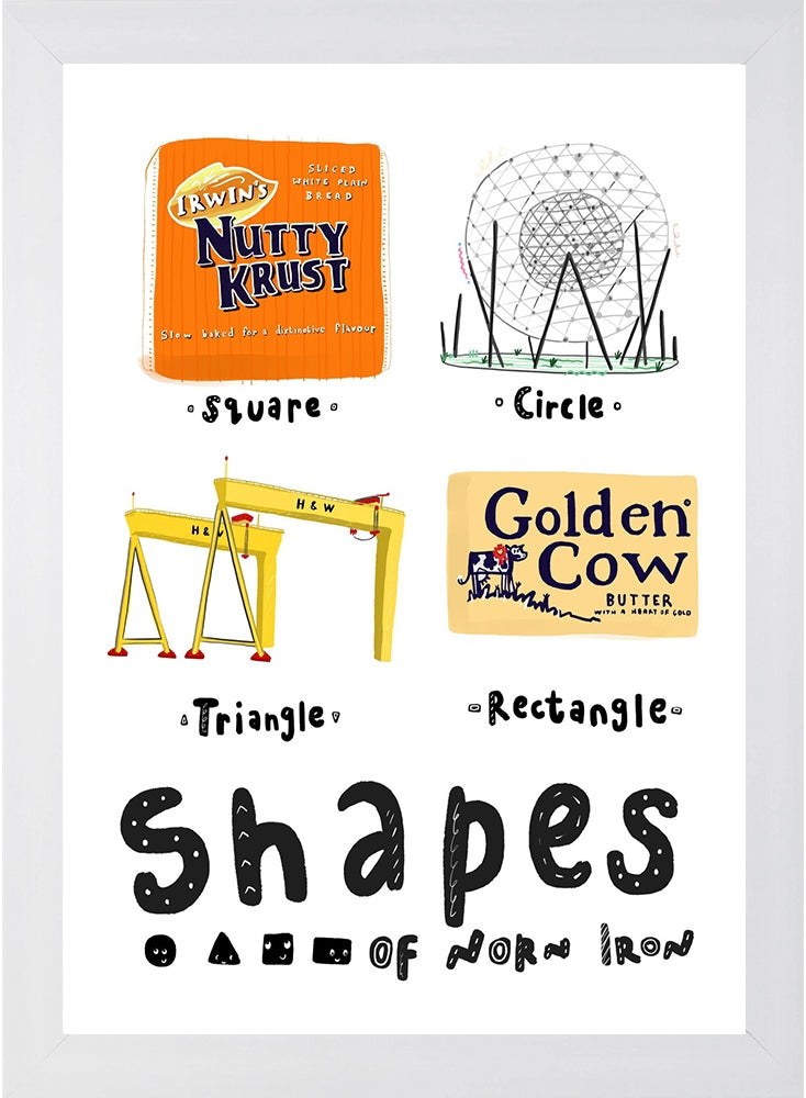 Shapes Of Northern Ireland Flat White Frame