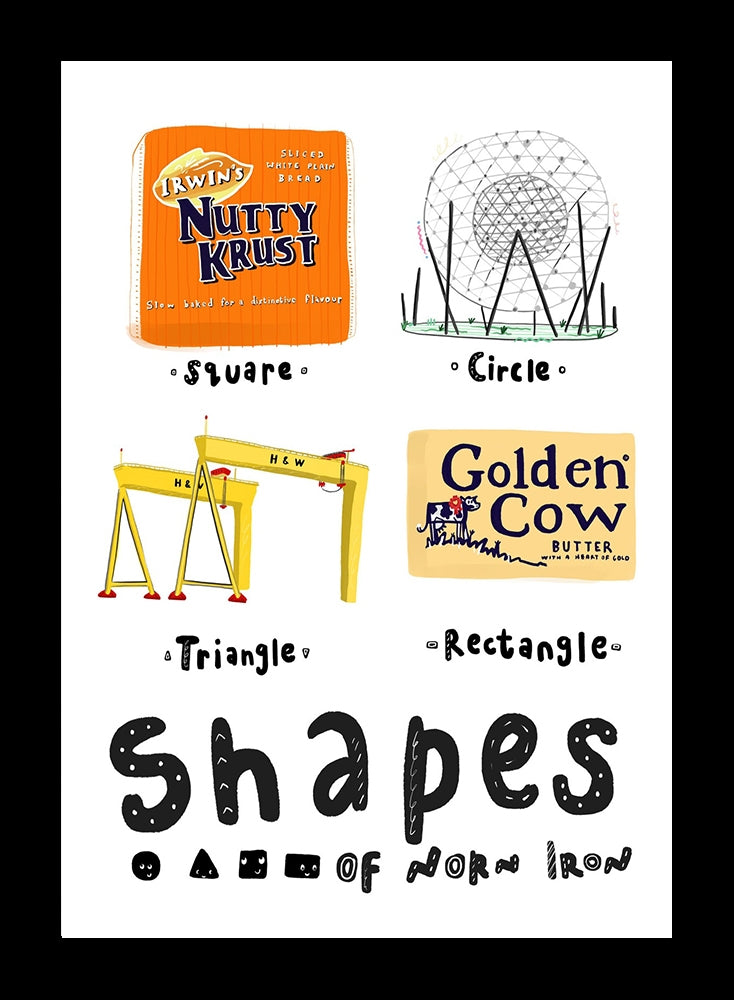 Shapes Of Northern Ireland Flat Black Frame