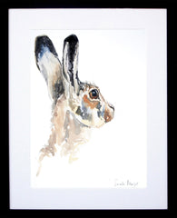 Animals Hare - She Glanced At The Moon Frame Black