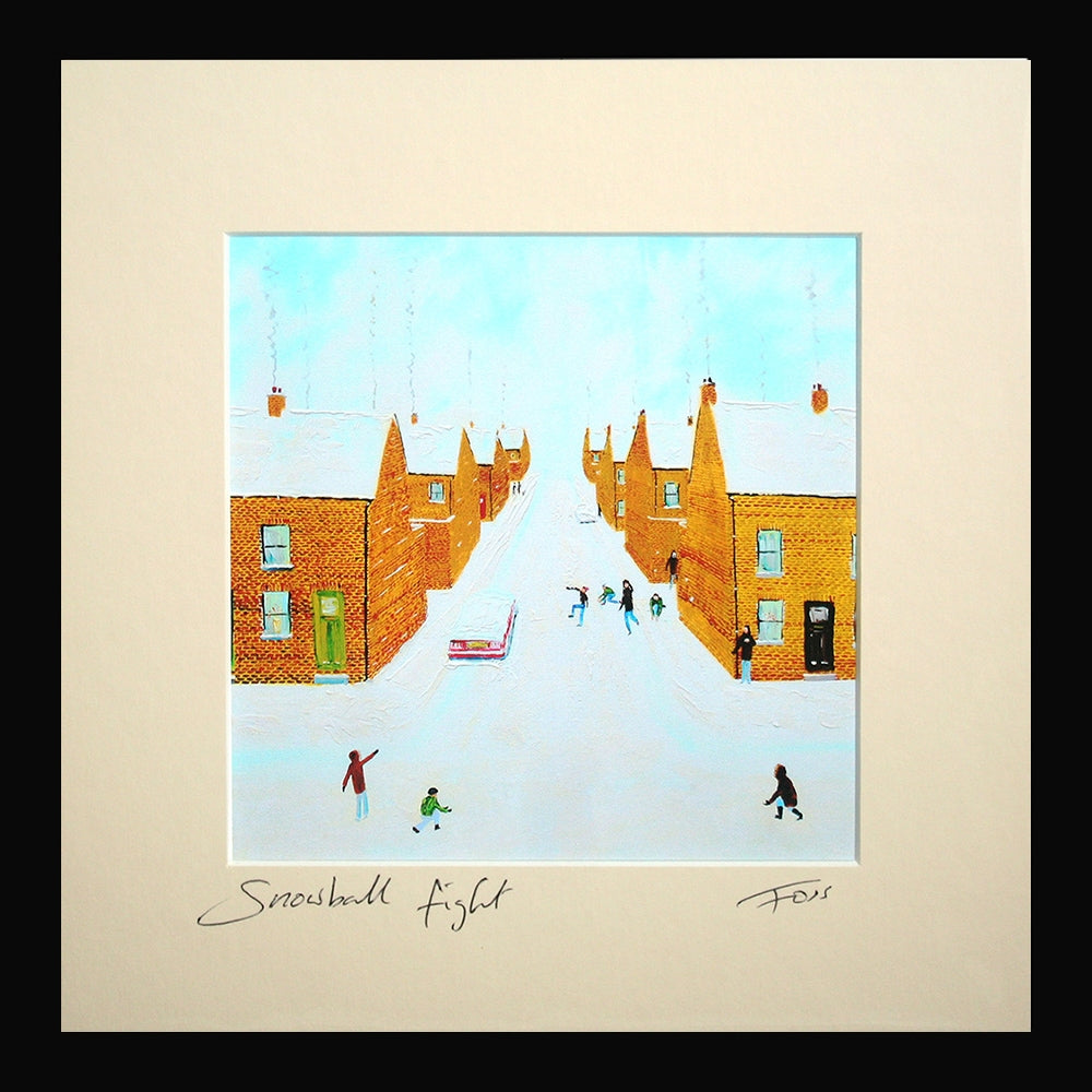 Snowball Fight Framed 15 x15