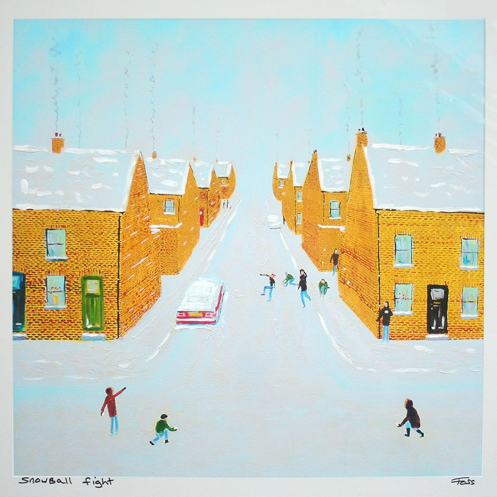 Snowball Fight Unframed 40 x 40