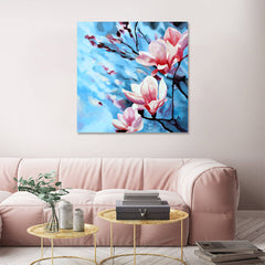 Spring Blossoms, Magnolia Flower Against The Sky