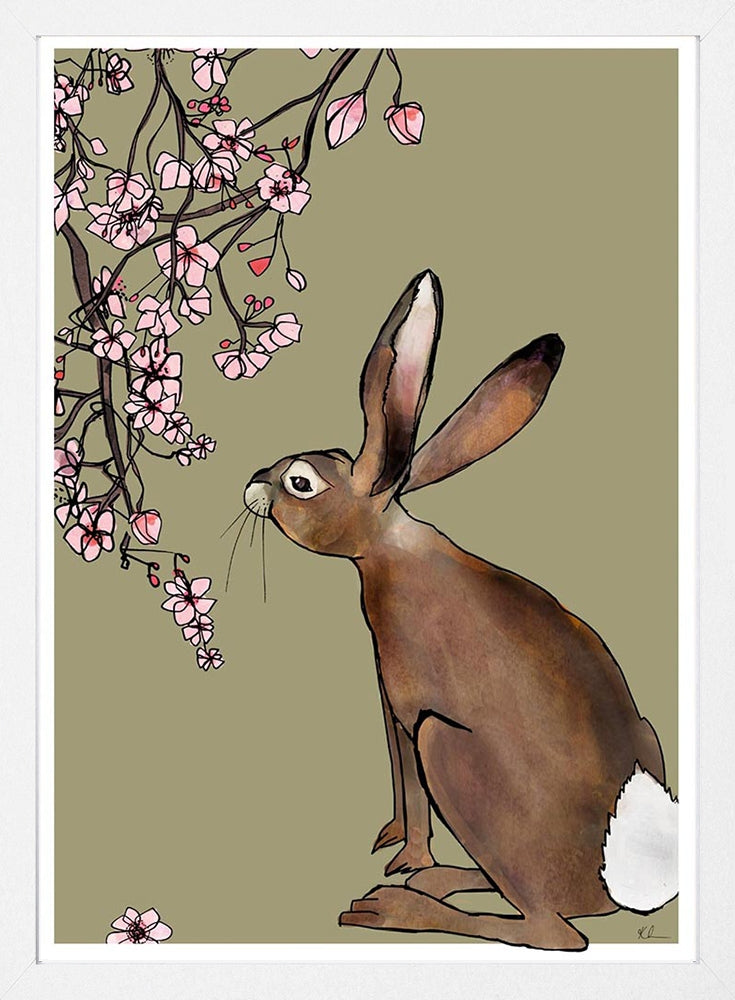 Spring Hare-33 x 55.5-White Box Frame (No Mount)