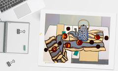 Linocut Print - Still Life With Teapot