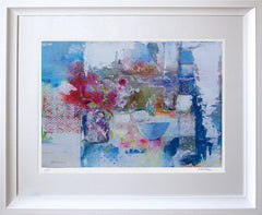 Print - Still Life With Varied Patterns Chunky White Frame